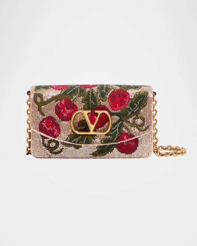Vain Small Cherries Beaded Clutch Bag